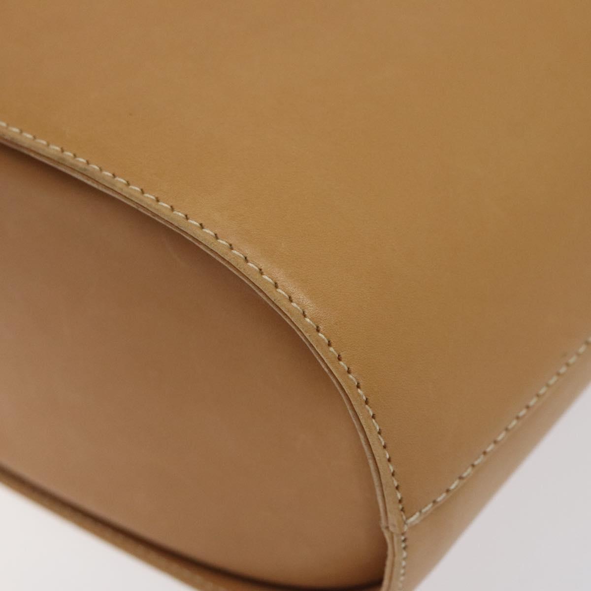 Salvatore Ferragamo Gancini Hand Bag Leather 2way Beige Silver Auth 122976