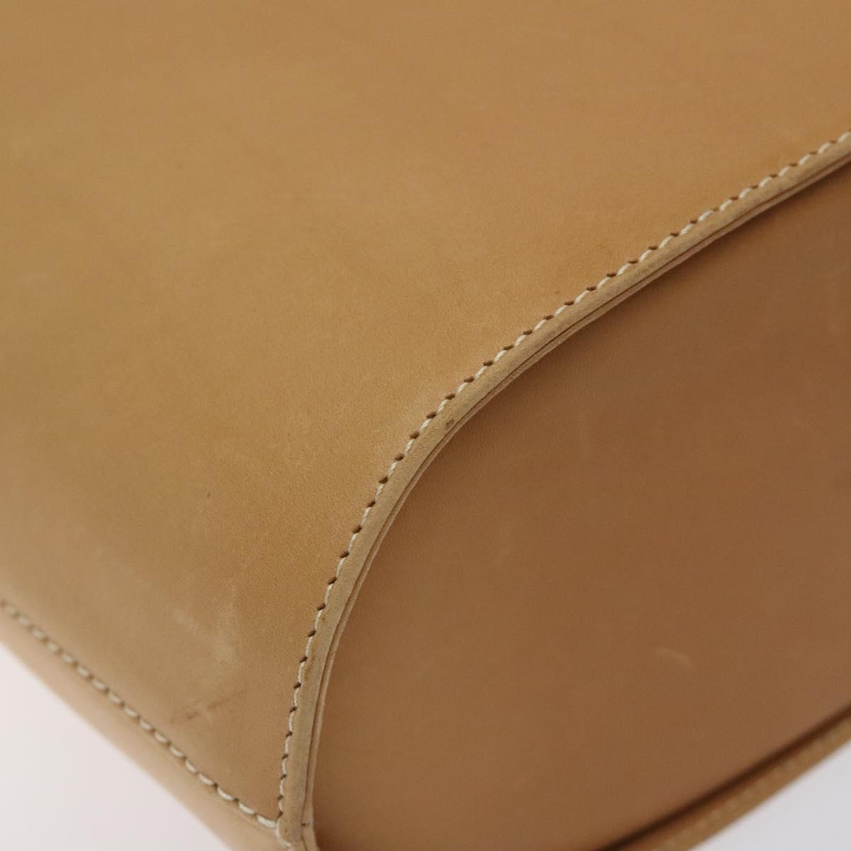 Salvatore Ferragamo Gancini Hand Bag Leather 2way Beige Silver Auth 122976