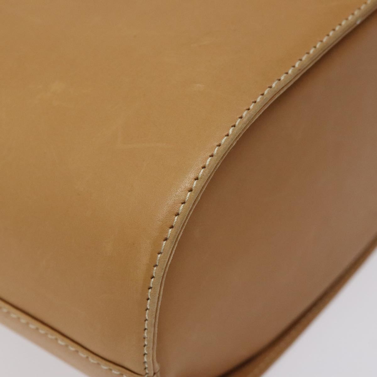 Salvatore Ferragamo Gancini Hand Bag Leather 2way Beige Silver Auth 122976