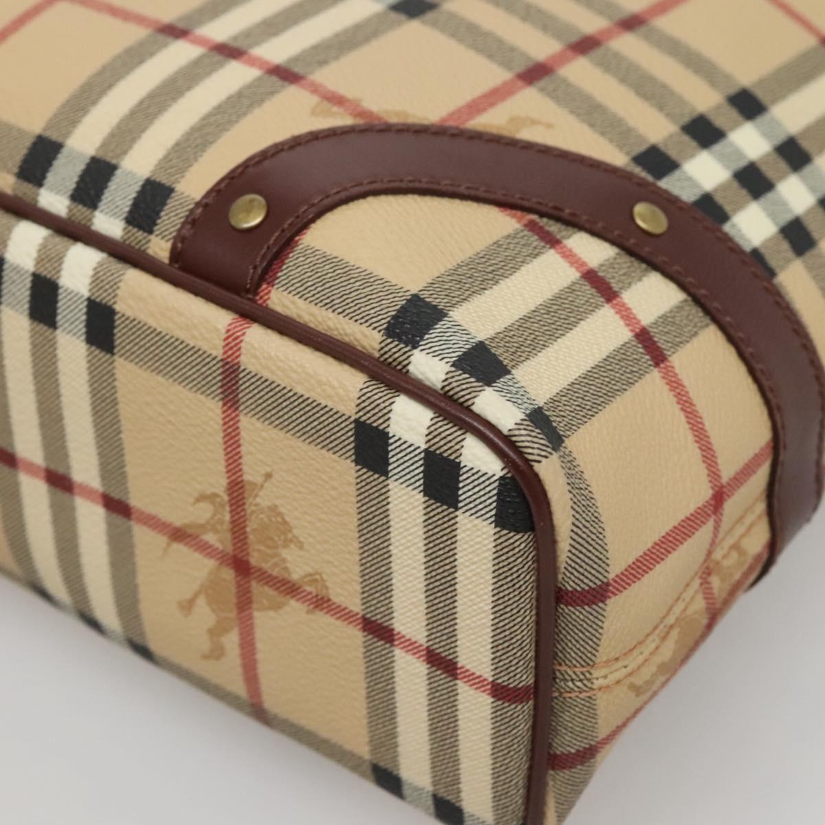 BURBERRY Nova Check Hand Bag PVC Beige Auth 122977