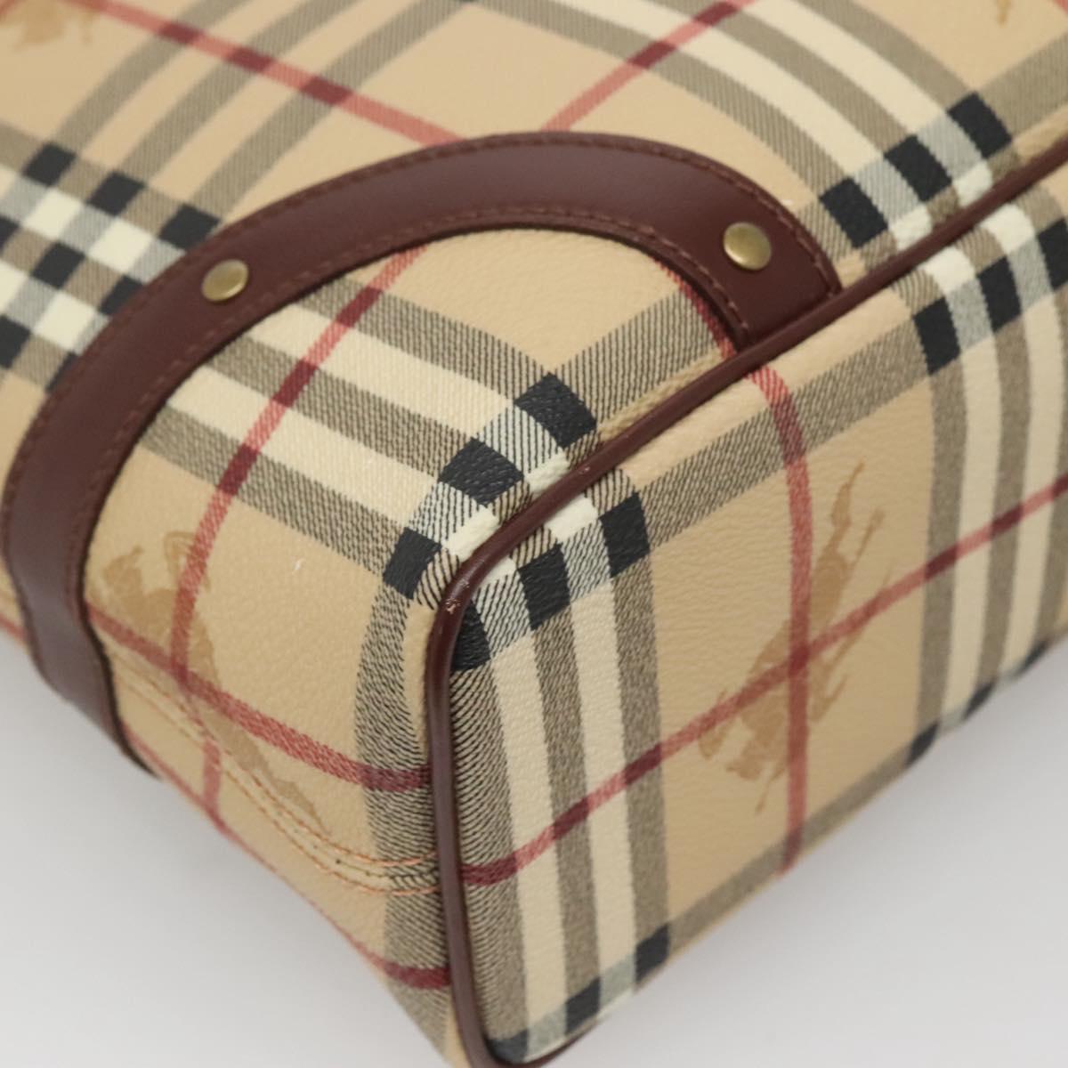 BURBERRY Nova Check Hand Bag PVC Beige Auth 122977