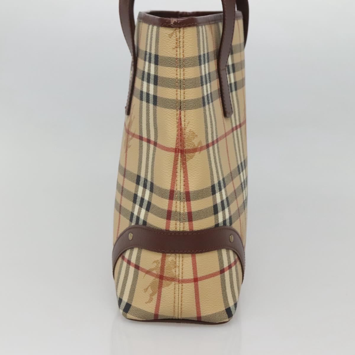 BURBERRY Nova Check Hand Bag PVC Beige Auth 122977