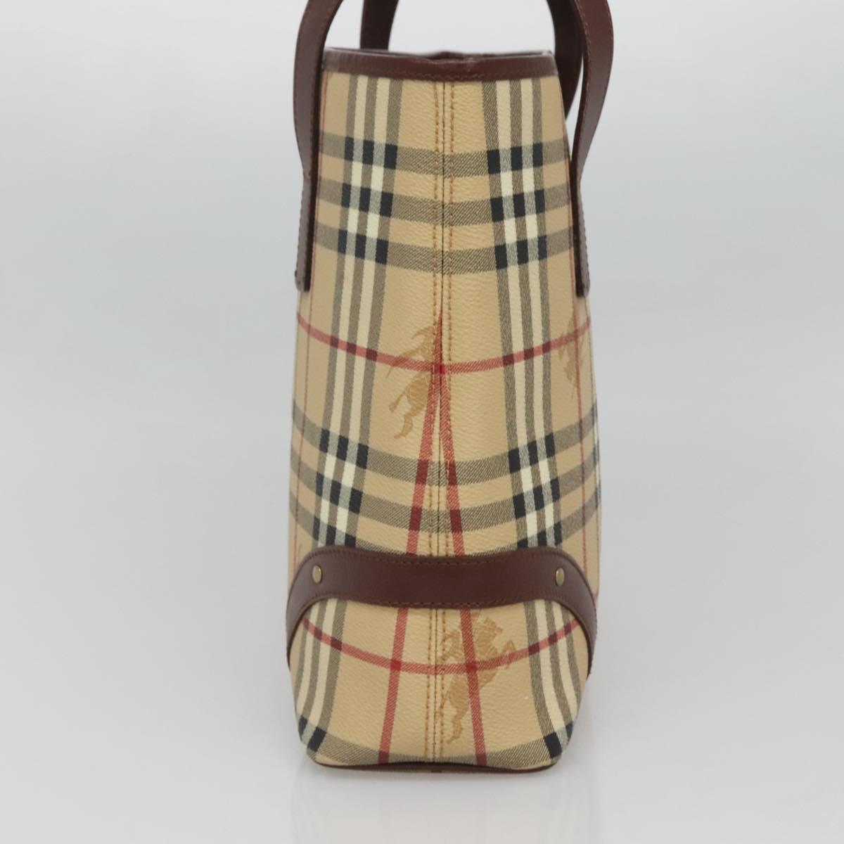 BURBERRY Nova Check Hand Bag PVC Beige Auth 122977