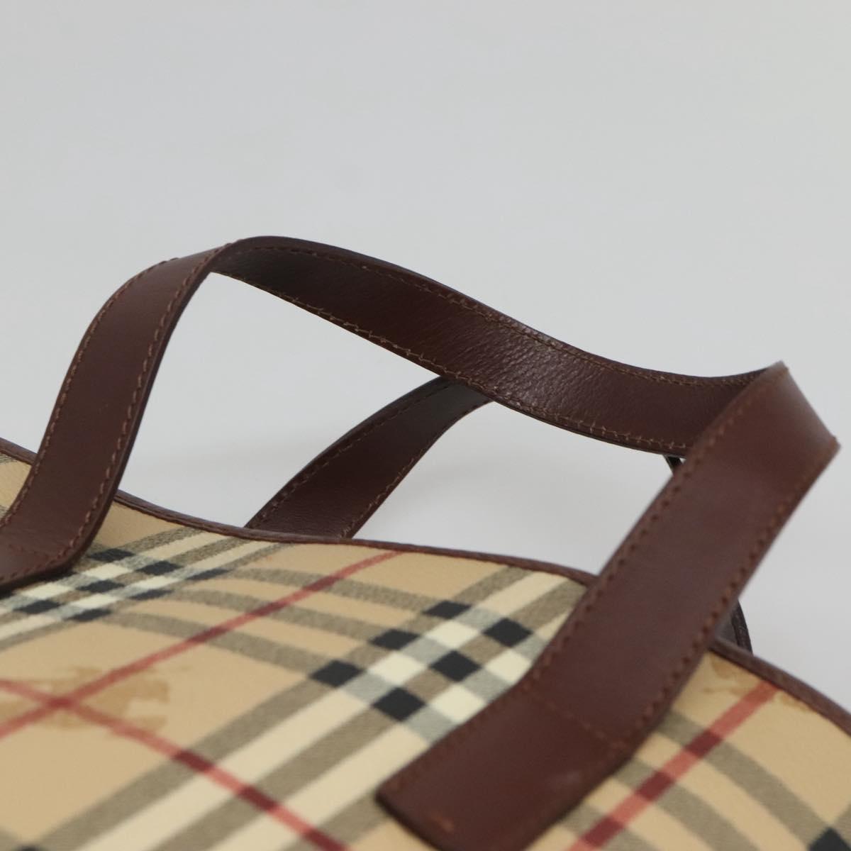 BURBERRY Nova Check Hand Bag PVC Beige Auth 122977