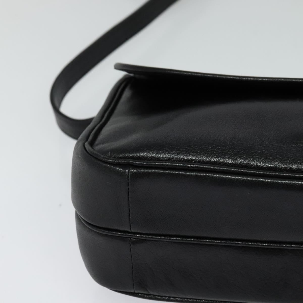 Christian Dior Shoulder Bag Leather Black Gold Auth 122982