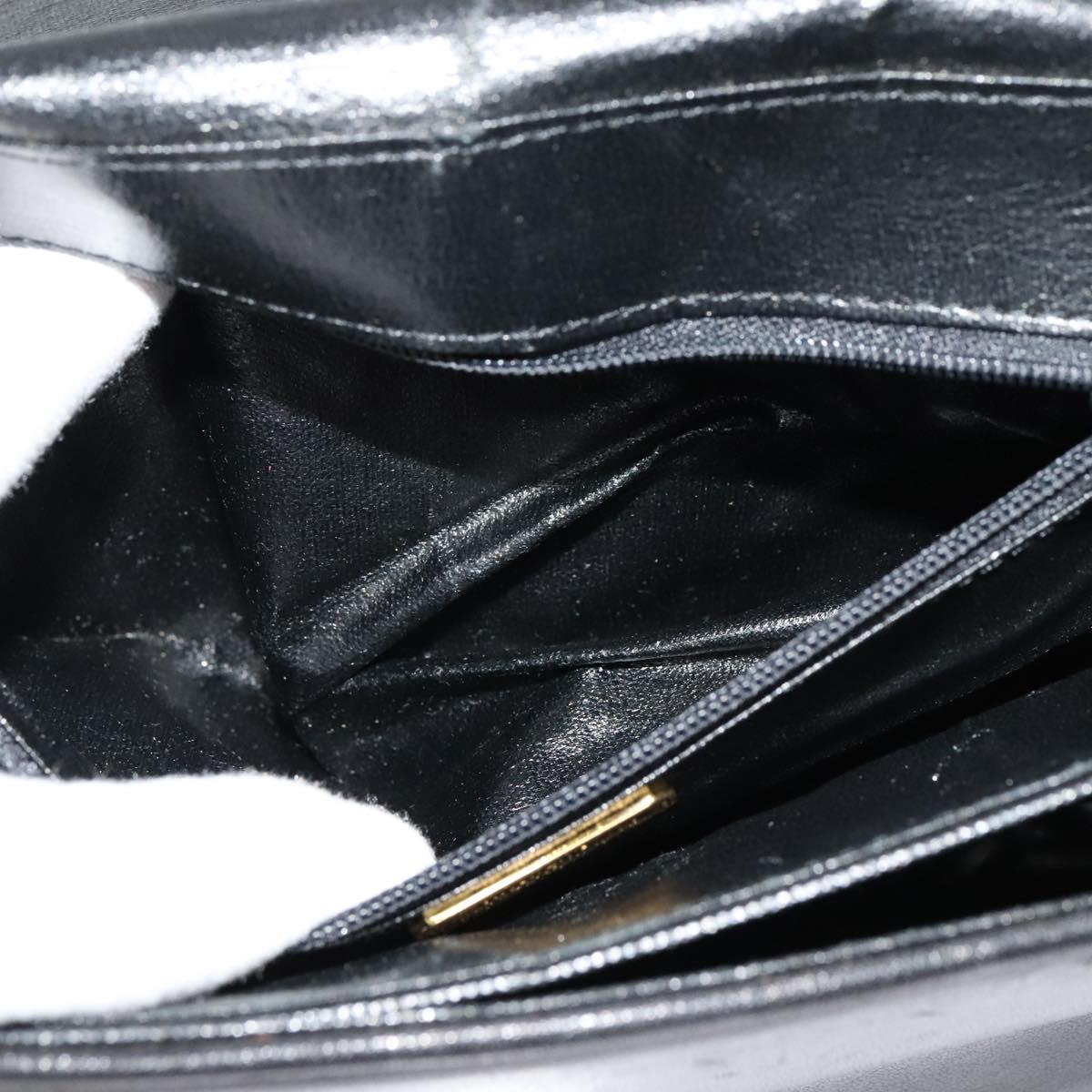 Christian Dior Shoulder Bag Leather Black Gold Auth 122982