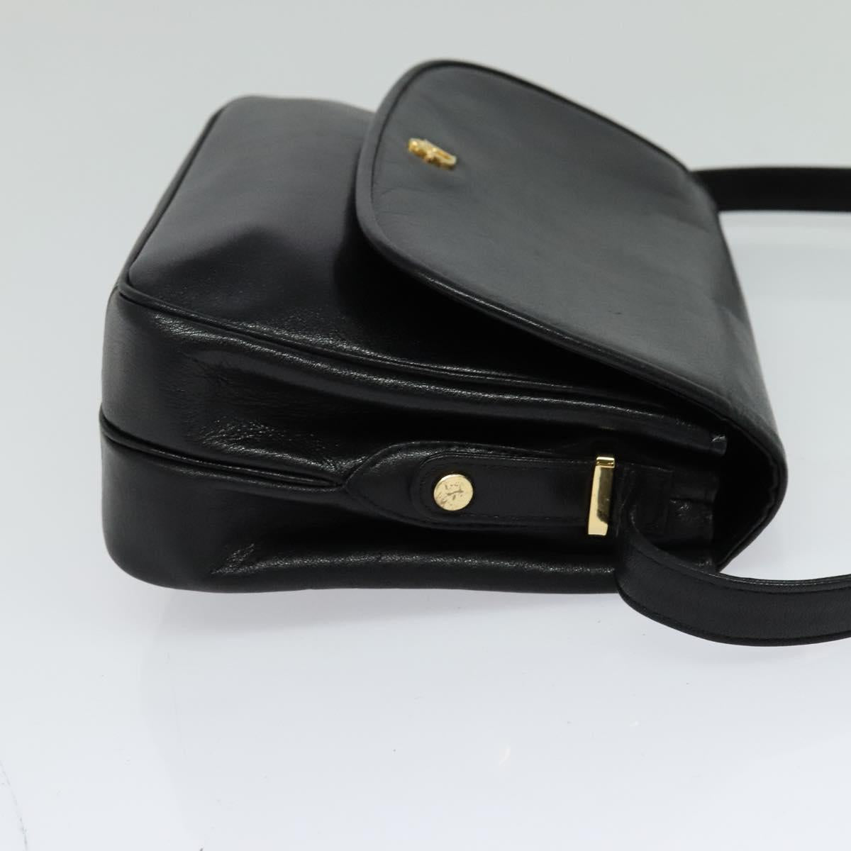 Christian Dior Shoulder Bag Leather Black Gold Auth 122982