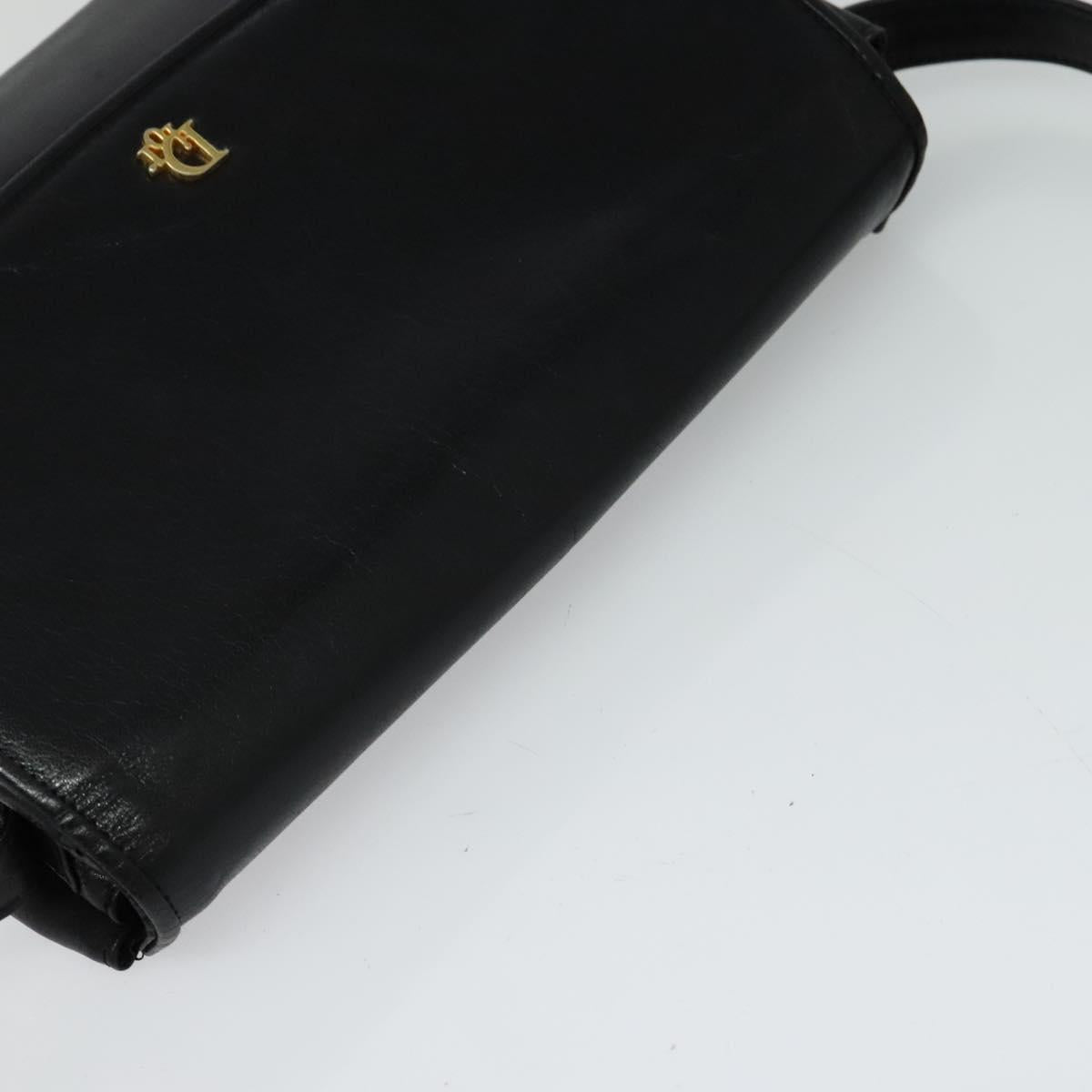 Christian Dior Shoulder Bag Leather Black Gold Auth 122982