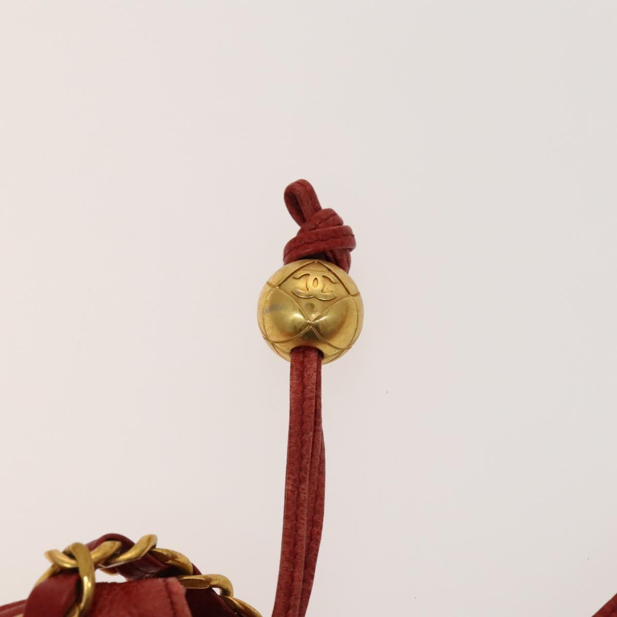 CHANEL Triple Coco Chain Shoulder Bag Caviar Skin Red CC Auth 123009