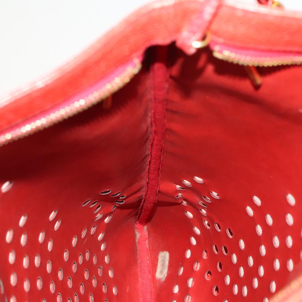 CHANEL Triple Coco Chain Shoulder Bag Caviar Skin Red CC Auth 123009