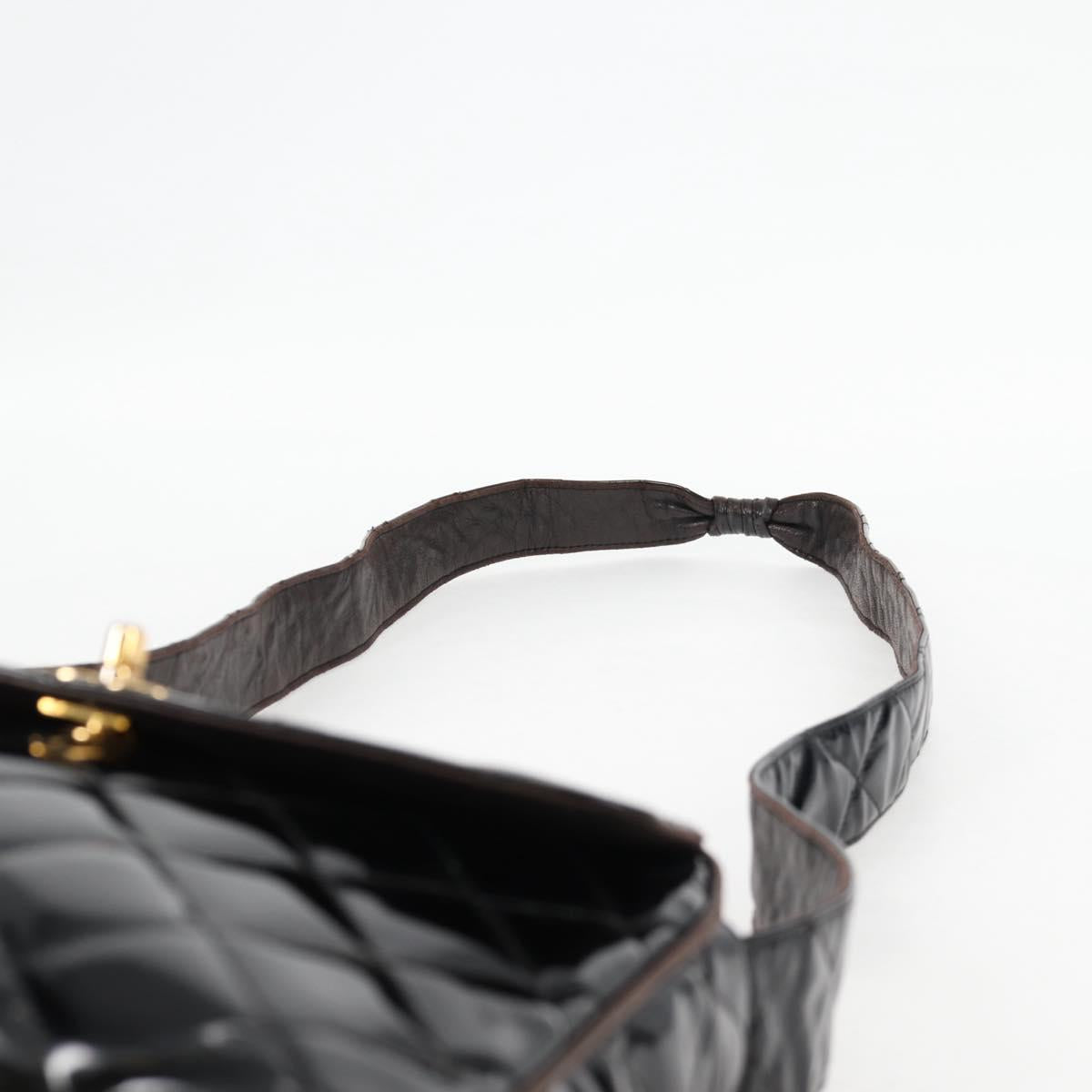 CHANEL Matelasse Chain Shoulder Bag Patent leather Black Gold CC Auth 123012