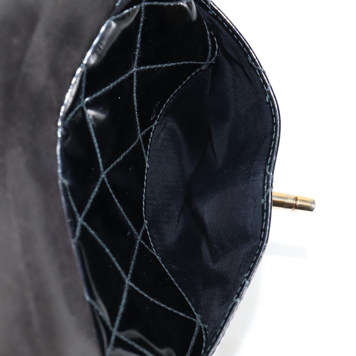 CHANEL Matelasse Chain Shoulder Bag Patent leather Black Gold CC Auth 123012