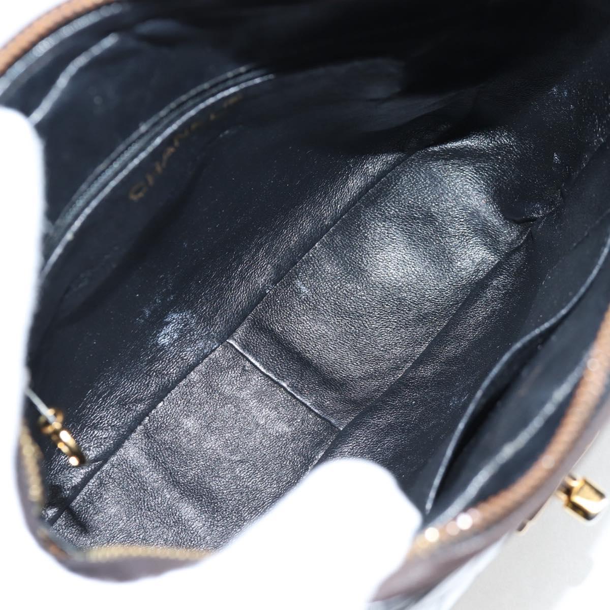 CHANEL Matelasse Chain Shoulder Bag Patent leather Black Gold CC Auth 123012