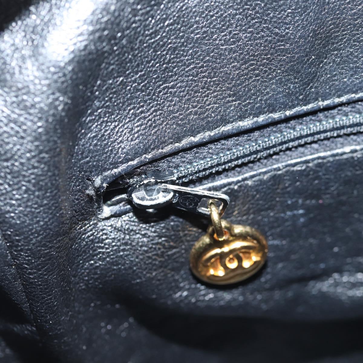 CHANEL Matelasse Chain Shoulder Bag Patent leather Black Gold CC Auth 123012