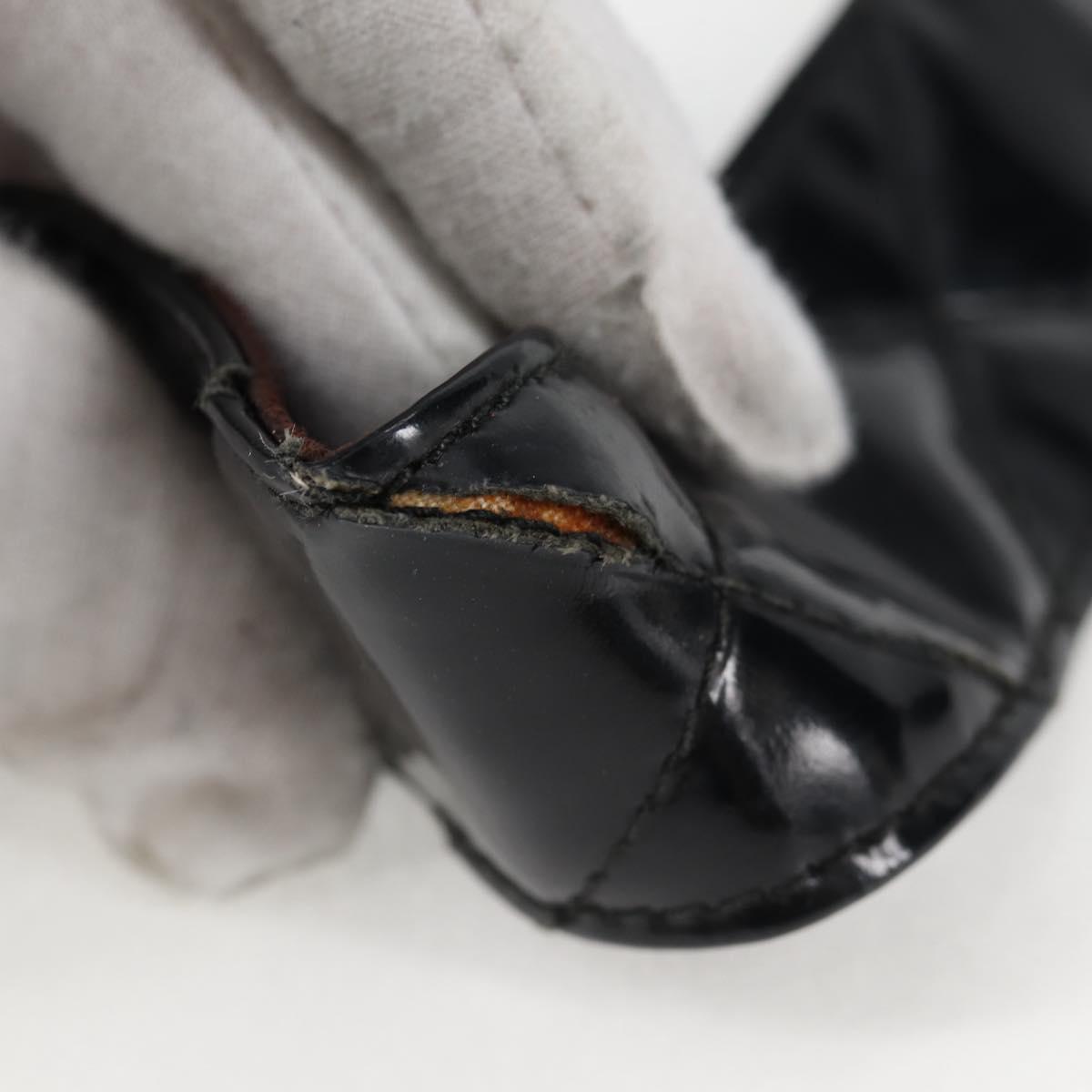 CHANEL Matelasse Chain Shoulder Bag Patent leather Black Gold CC Auth 123012