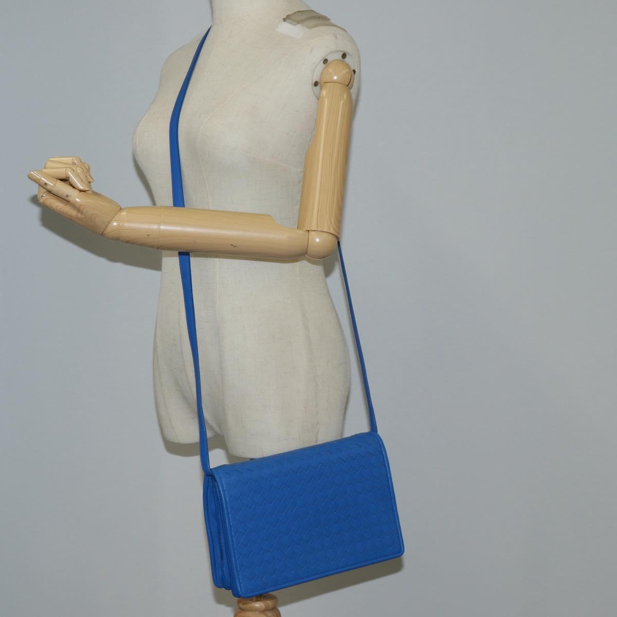 BOTTEGA VENETA INTRECCIATO Shoulder Bag Leather Blue Auth 123018AV
