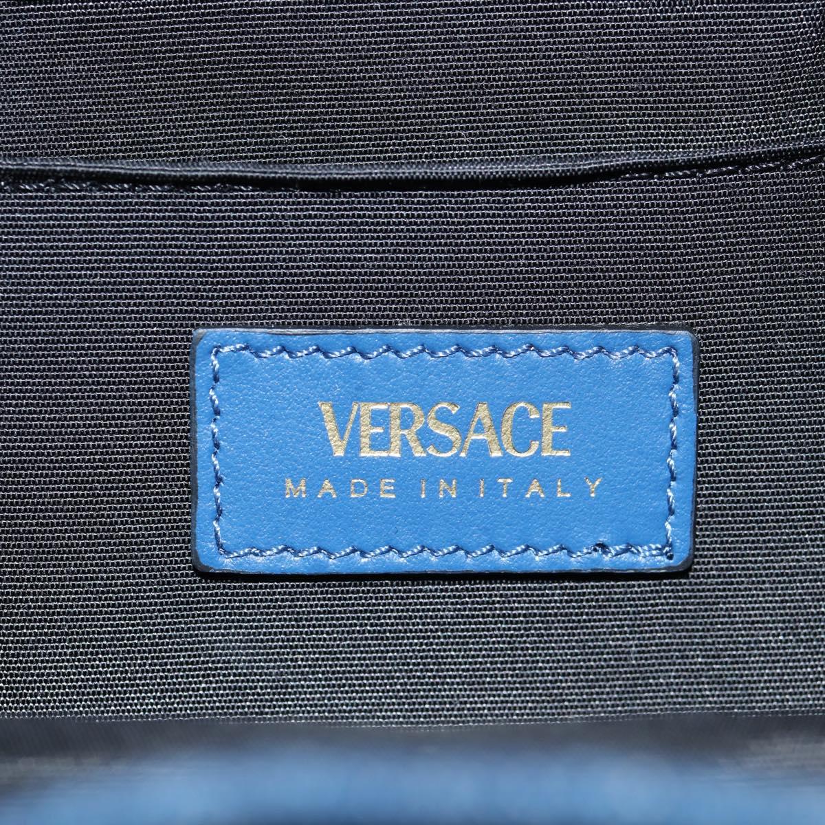 VERSACE Hand Bag Denim 2way Blue Gold Auth 123019A