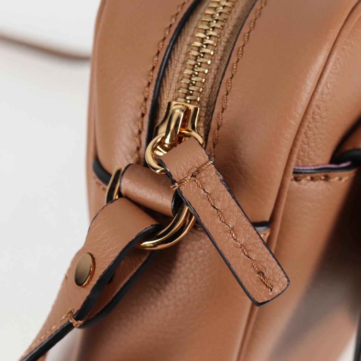 VERSACE Shoulder Bag Leather Beige Gold Auth 123020A