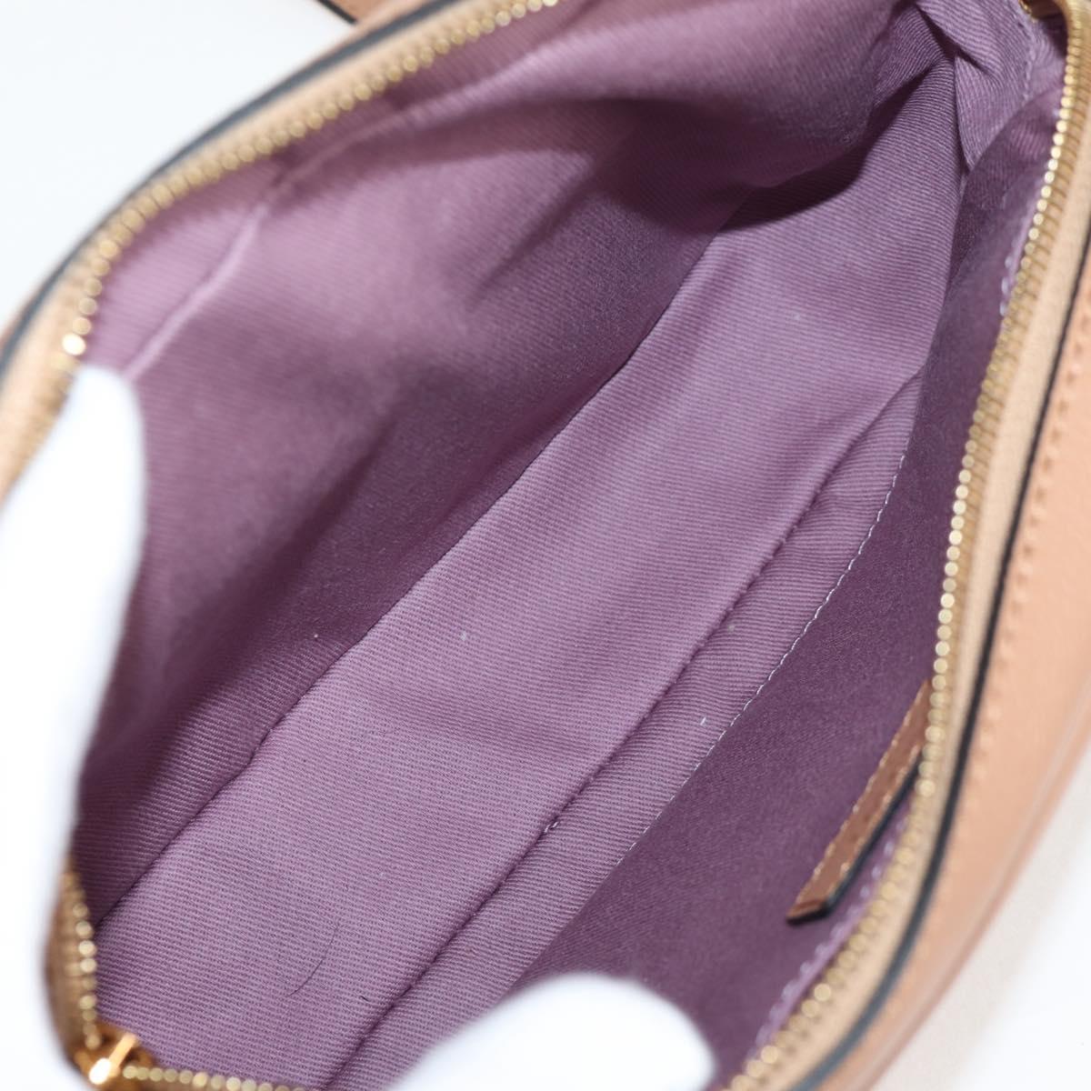 VERSACE Shoulder Bag Leather Beige Gold Auth 123020A