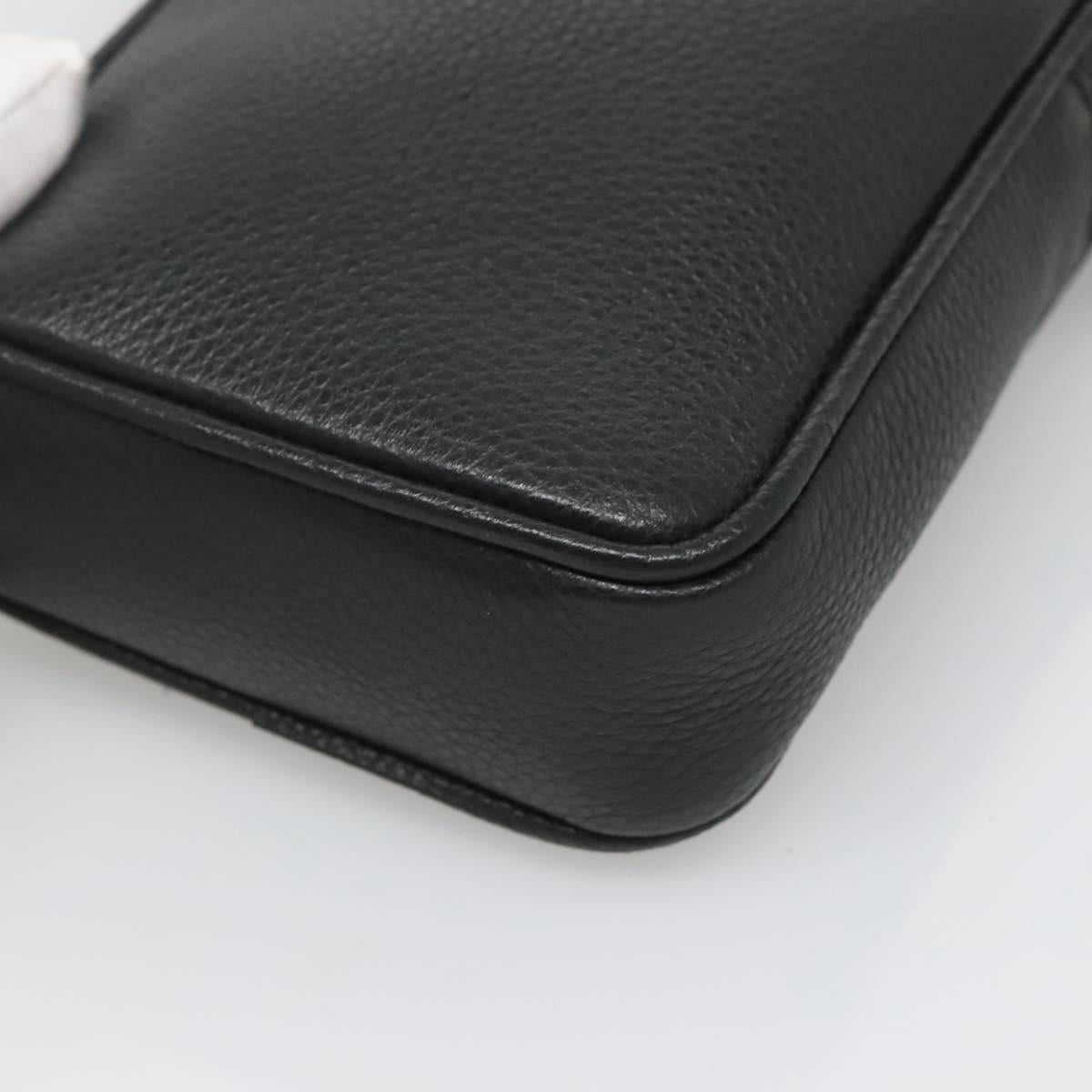 VERSACE Shoulder Bag Leather Black Gold Auth 123021