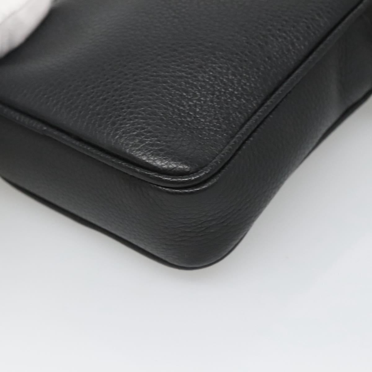 VERSACE Shoulder Bag Leather Black Gold Auth 123021