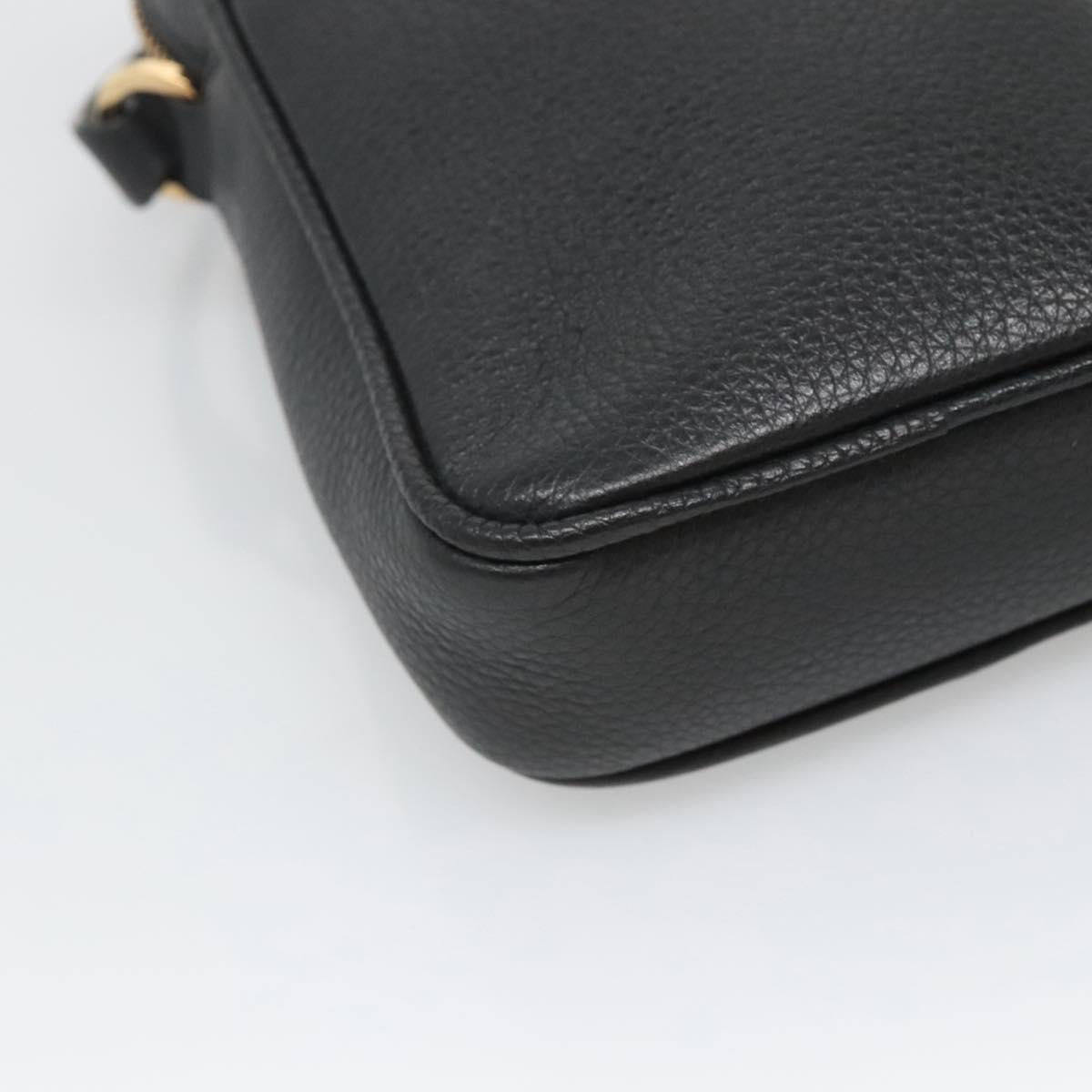 VERSACE Shoulder Bag Leather Black Gold Auth 123021