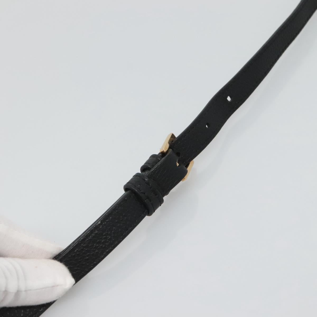 VERSACE Shoulder Bag Leather Black Gold Auth 123021