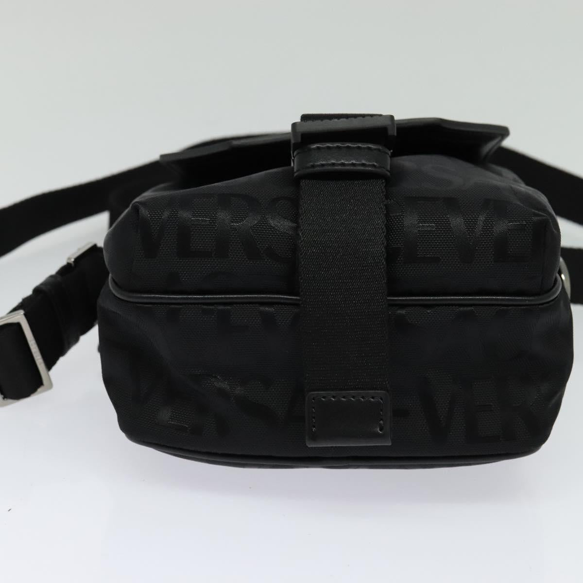 VERSACE Shoulder Bag Canvas Black Silver Auth 123022A