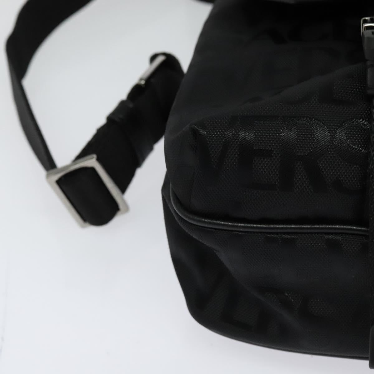 VERSACE Shoulder Bag Canvas Black Silver Auth 123022