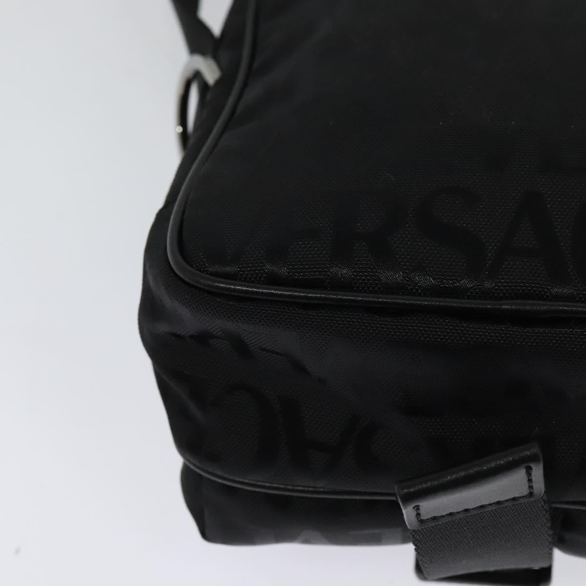 VERSACE Shoulder Bag Canvas Black Silver Auth 123022A