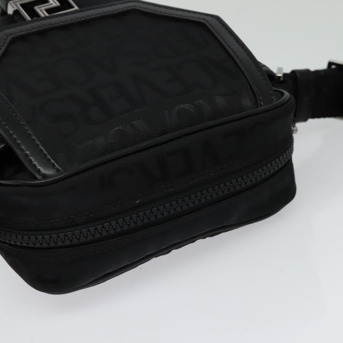 VERSACE Shoulder Bag Canvas Black Silver Auth 123022