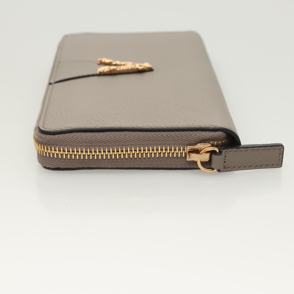VERSACE Long Wallet Leather Gray Gold Auth 123023