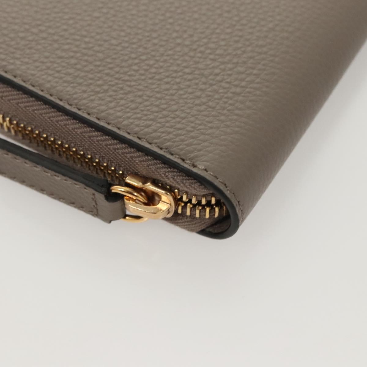 VERSACE Long Wallet Leather Gray Gold Auth 123023