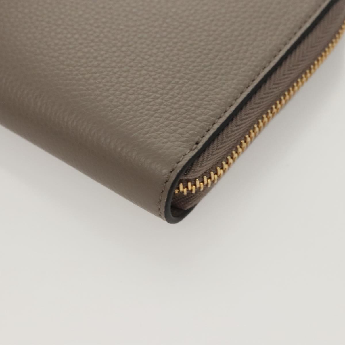 VERSACE Long Wallet Leather Gray Gold Auth 123023