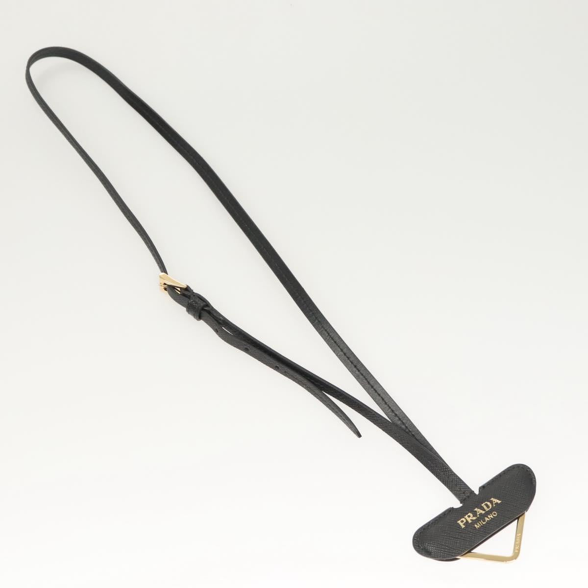 PRADA Neck Strap Safiano leather Black Auth 123025