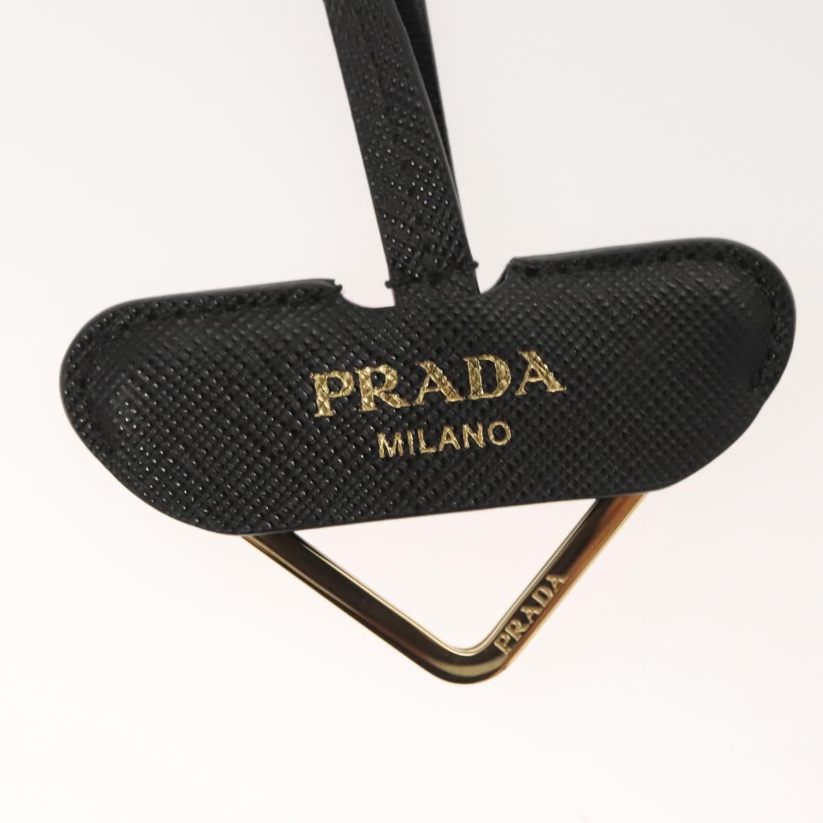 PRADA Neck Strap Safiano leather Black Auth 123025