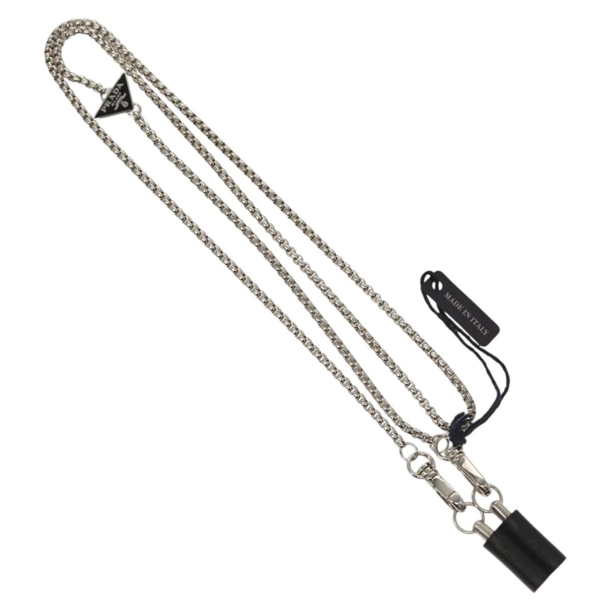 PRADA AirPods Case metal Silver Auth 123026