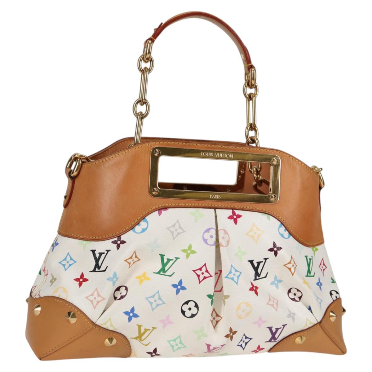 LOUIS VUITTON Monogram Multicolor Judy MM Bag 2Way White M40255 LV Auth 123028V