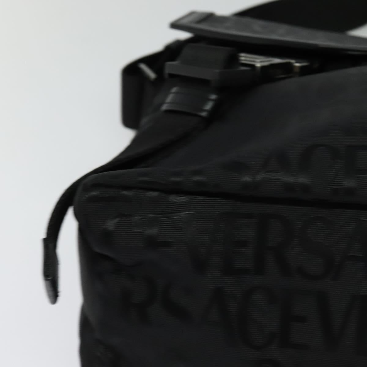 VERSACE Shoulder Bag Canvas Black Silver Auth 123032