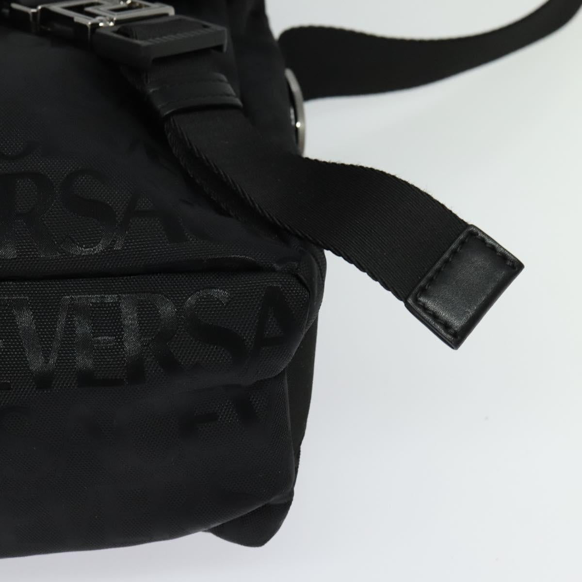 VERSACE Shoulder Bag Canvas Black Silver Auth 123032A