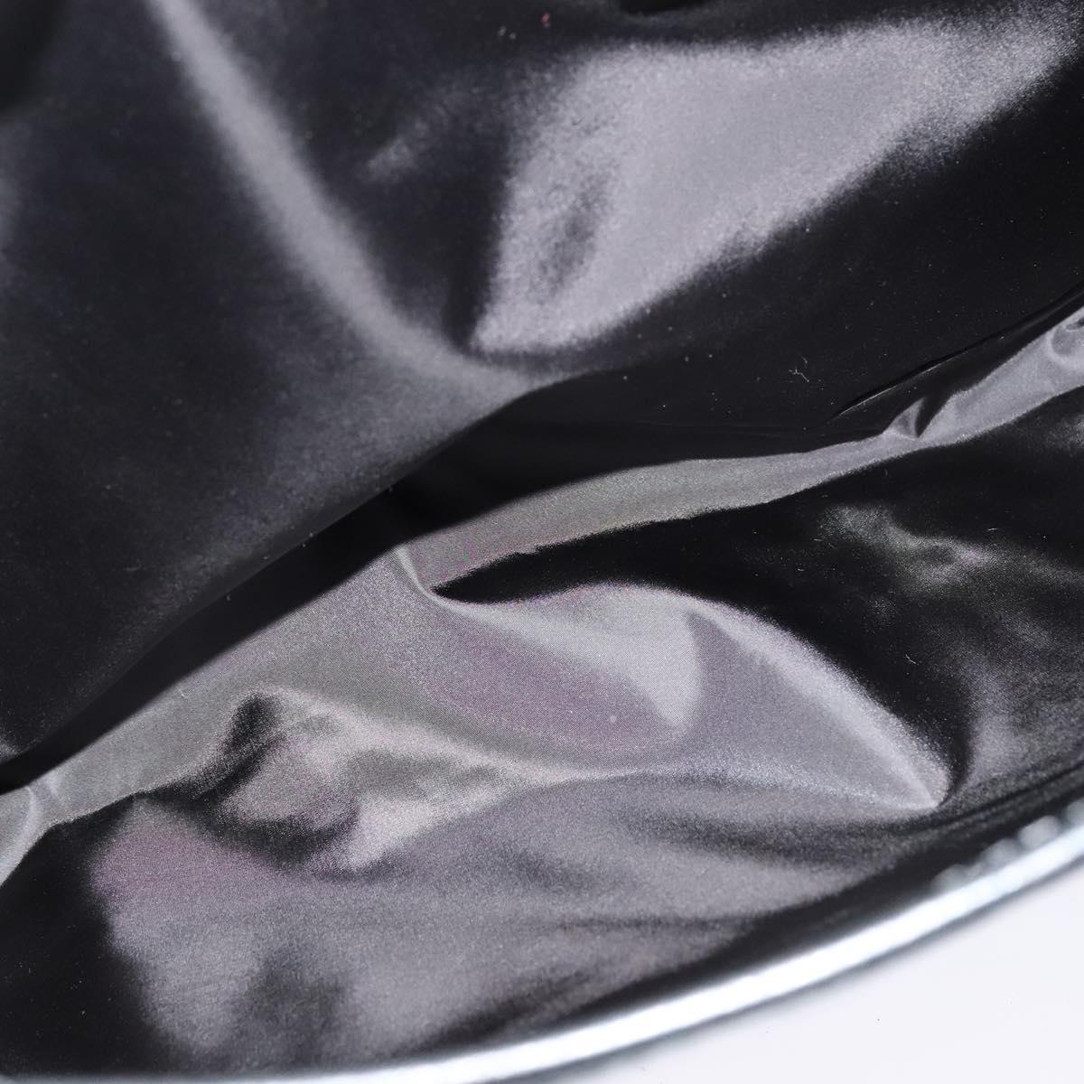 VERSACE Shoulder Bag Canvas Black Silver Auth 123032