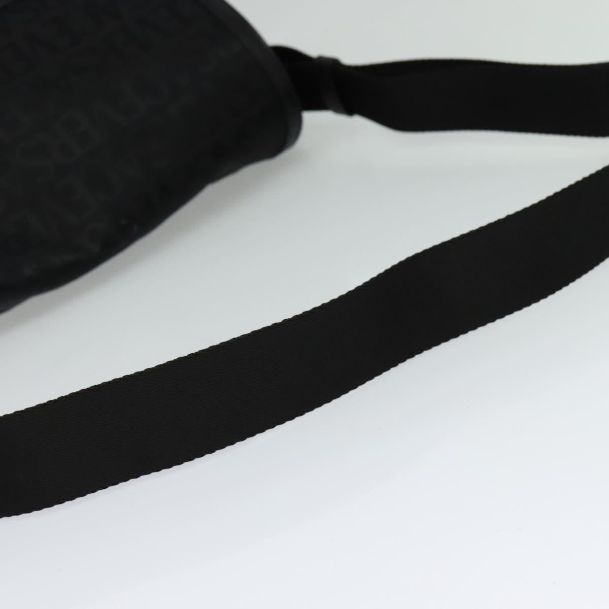 VERSACE Shoulder Bag Canvas Black Silver Auth 123032