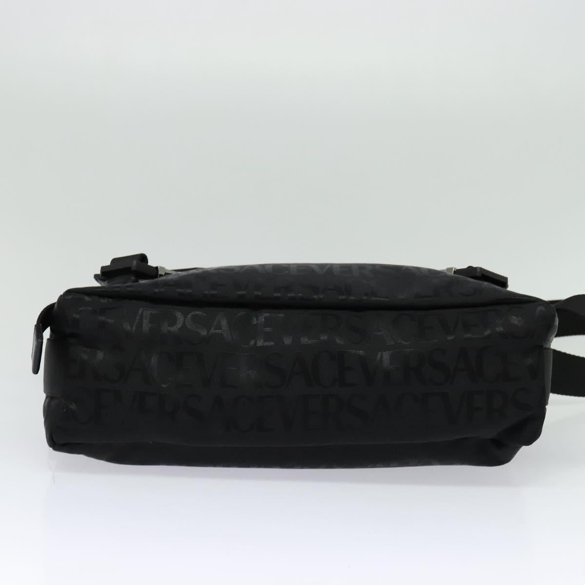 VERSACE Shoulder Bag Canvas Black Silver Auth 123032A