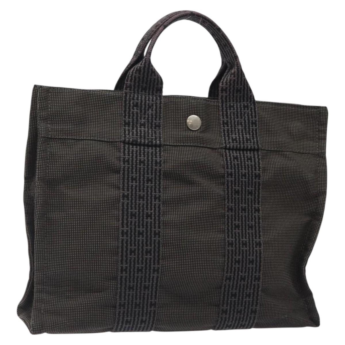 HERMES Her Line PM Tote Bag Canvas Gray Auth 123033