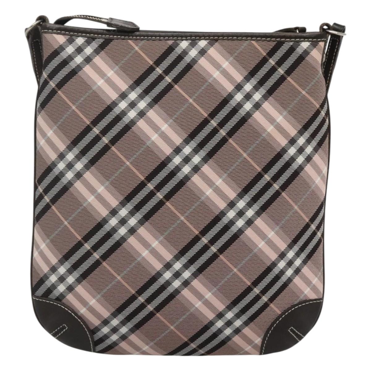 BURBERRY Nova Check Blue Label Shoulder Bag Canvas Pink Auth 123035