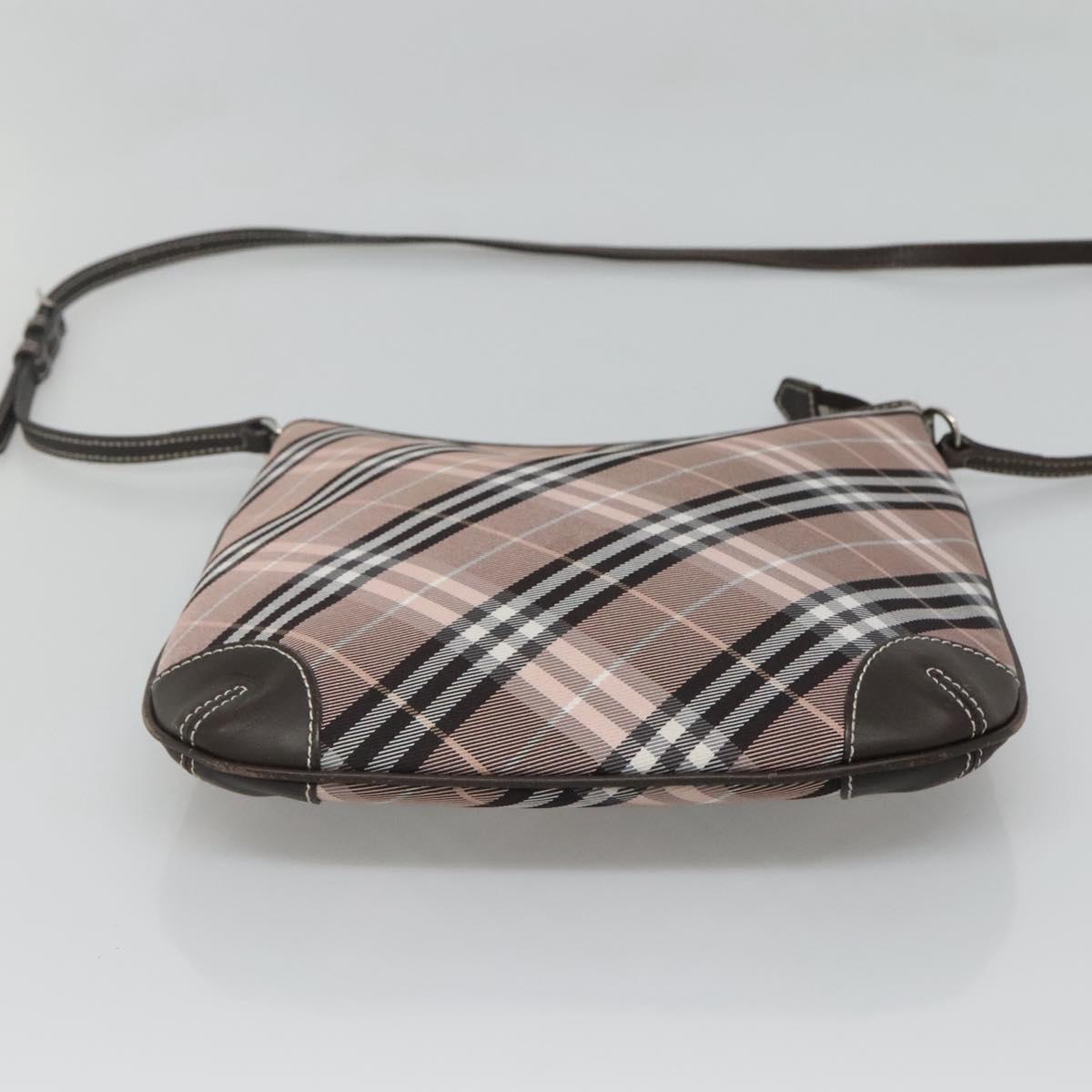 BURBERRY Nova Check Blue Label Shoulder Bag Canvas Pink Auth 123035