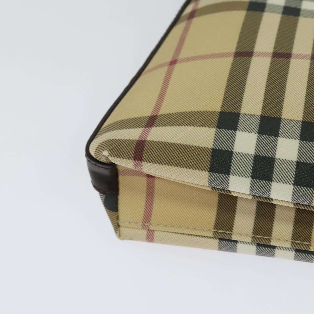 BURBERRY Nova Check Accessory Pouch PVC Beige Auth 123036