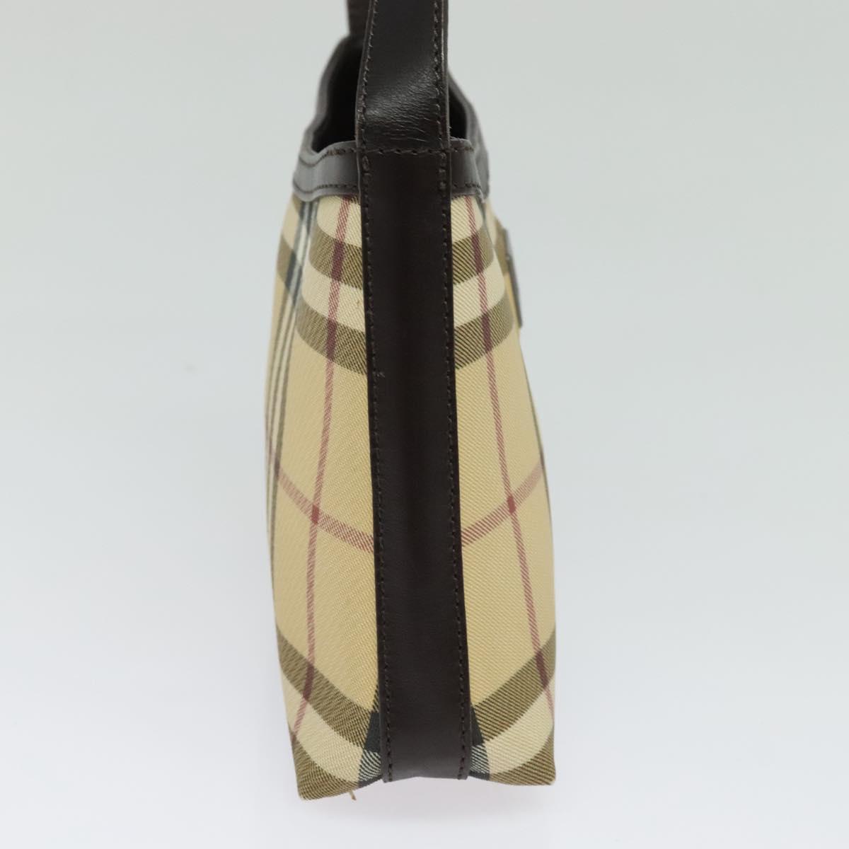 BURBERRY Nova Check Accessory Pouch PVC Beige Auth 123036