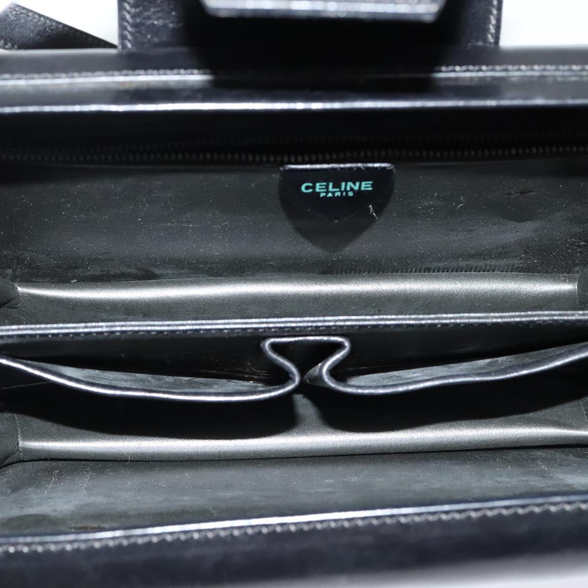 CELINE Shoulder Bag Leather Black Gold Auth 123041