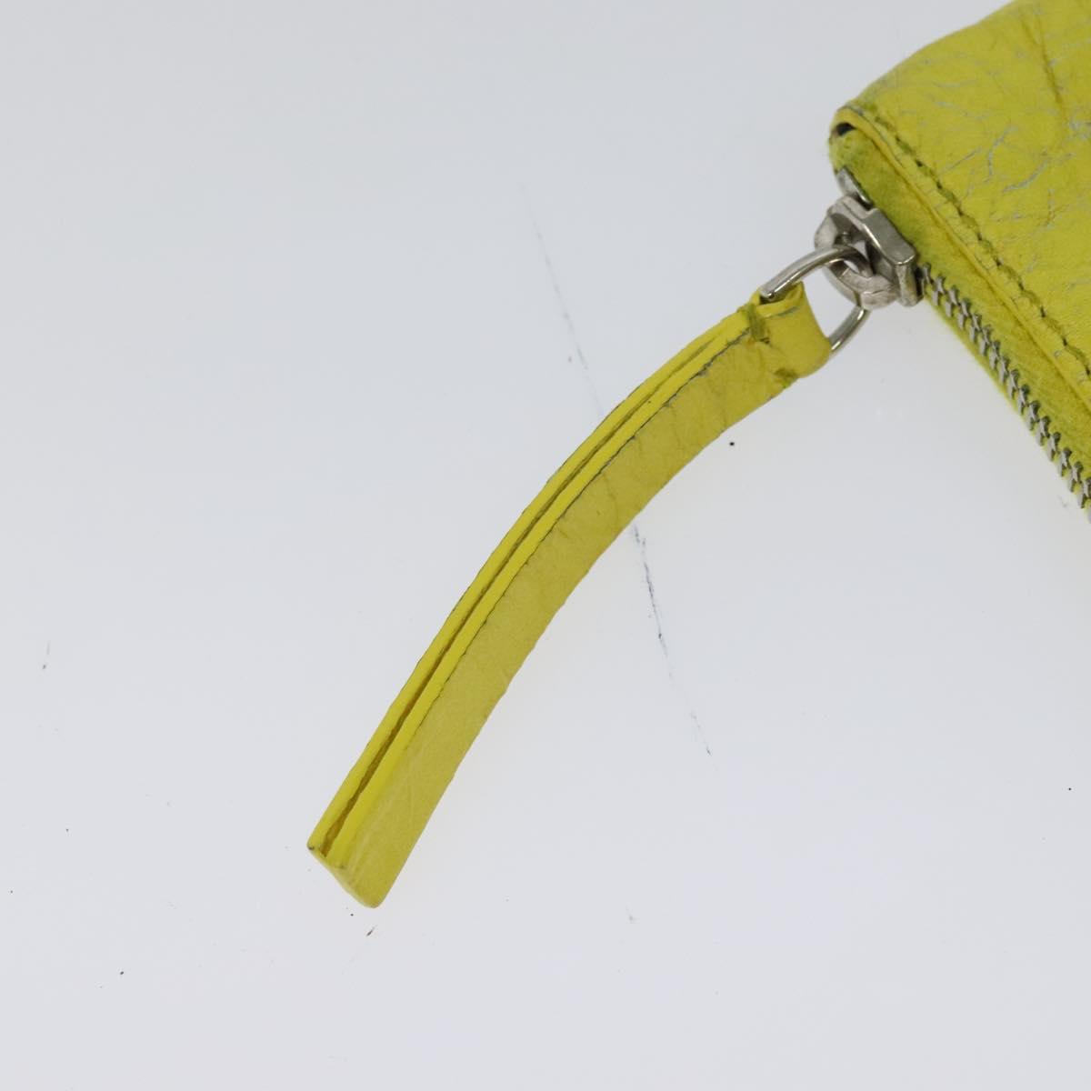 BALENCIAGA Supermarket Clutch Bag Leather Yellow Silver 506794 Auth 123043